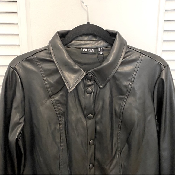 New with tags ASOS Pieces Black Faux leather dress XL - Picture 4 of 5